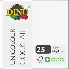 DINU UNICOLOUR COCKTAIL NAPKINS 250X250MM